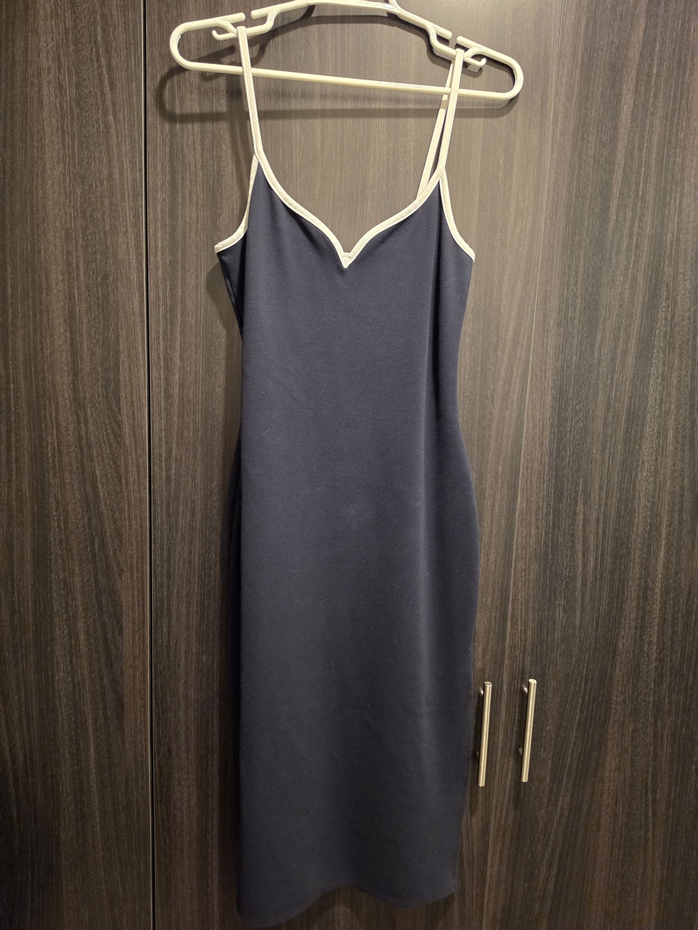 Abercrombie: Black Contrast Trim Dress, Slit- MEDIUM TALL